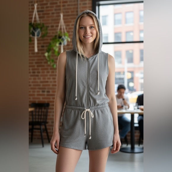 POL Gray Sleeveless Hooded Romper-NWOT - Picture 9 of 10